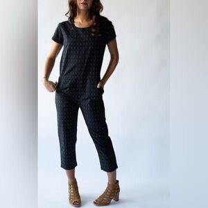 NEW Bridge & Burn Wheeler Jumpsuit Cropped Black Dots 100% Cotton Size XS NWOT